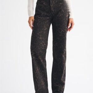 Abercrombie & Fitch Black Leopard Print Straight Leg Jeans